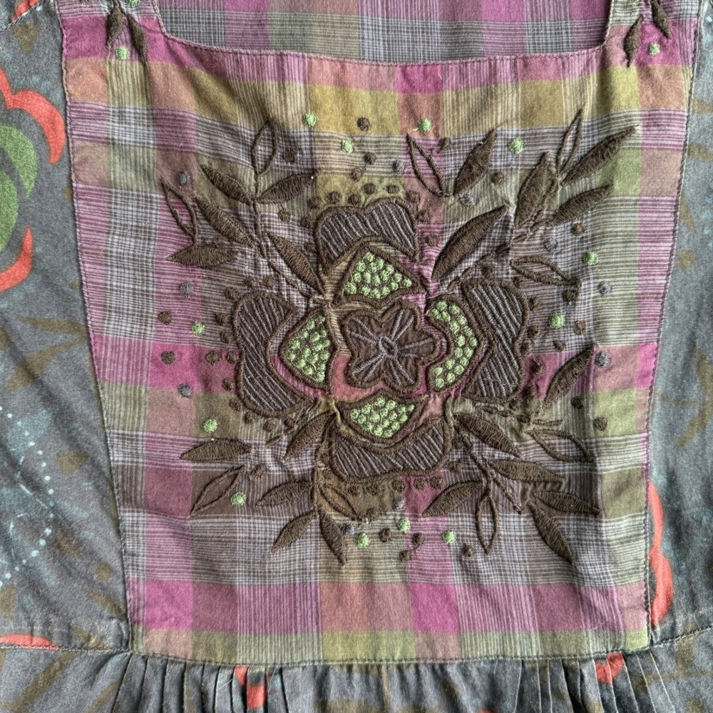 Gudrun Sjoden Alaska 100% Cotton Embroidered Bib Pintuck Ruffle Tunic Dress M - Picture 4 of 9